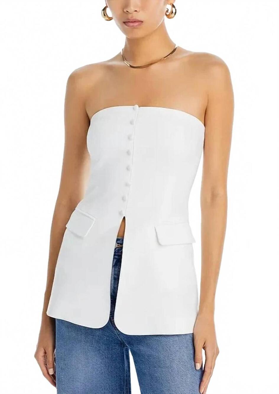 NEW FORE gwen strapless button up corset tube top in white